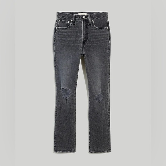 NWOT Madewell Perfect Vintage Jean - Bartlett Wash: Ripped Edition 30 Gray Black - Picture 5 of 9